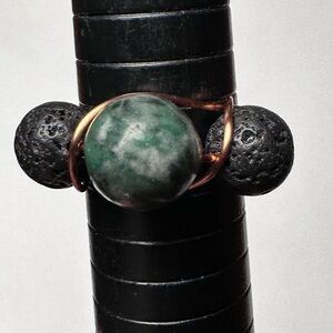 Agate lava stone ring copper hand made